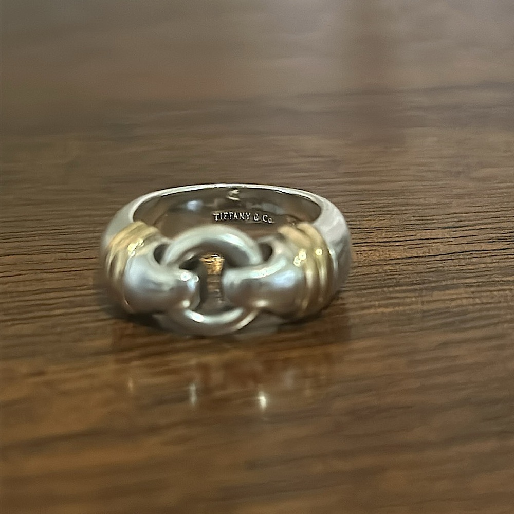 Tiffany ring. Vintage 1990’s buckle ring. Sterling silver and 18k gold.